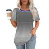 Women's Fashionable Casual Short Sleeve Print Round Neck Pullover Top