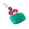 Emerald, Ruby Gemstone Handmade 925 Sterling Silver Jewelry Pendant 2.17" AH-5191