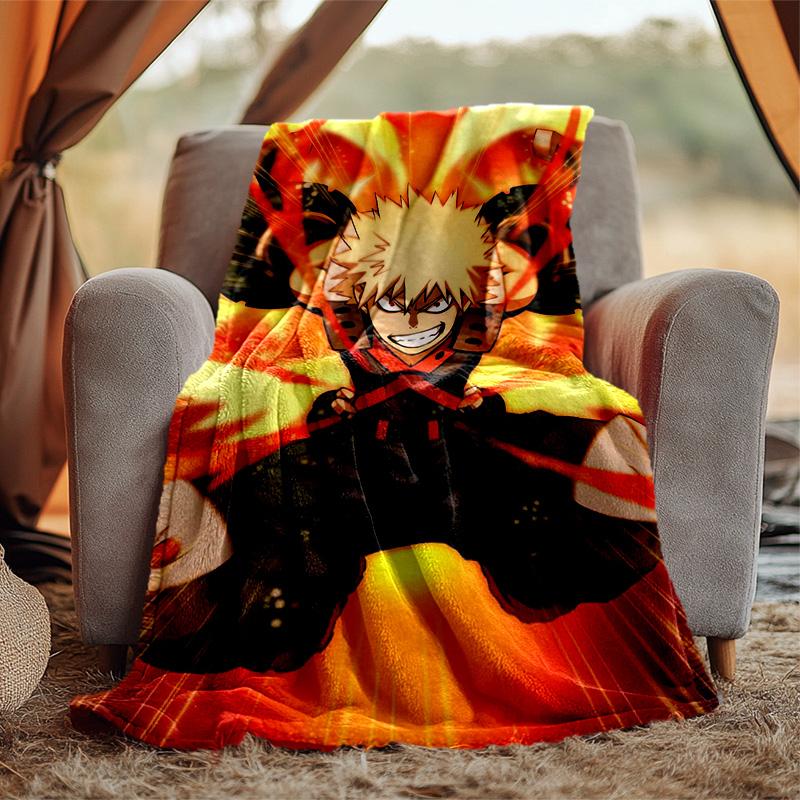Bakugou Flannel Blanket Soft Warm All-Season Throw, Design for Camping, Car Travel, Hiking Sofa, Bed, Office Perfect Gift for Parties