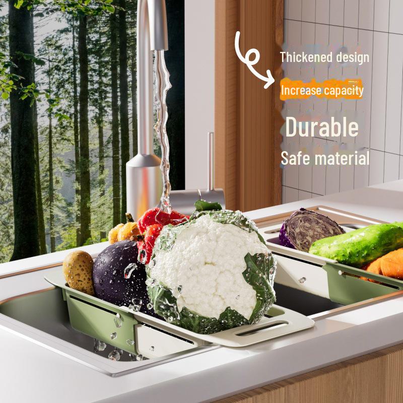 Регулируемая выдвижная сливная корзина для раковины, посудомоечной машины, полки для фруктов/овощей, кухонного хранения