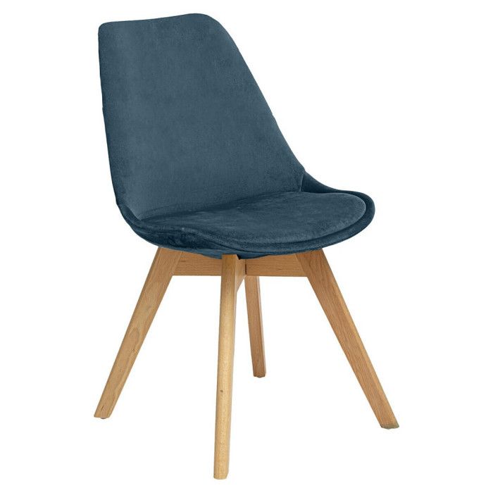 Lot de 2 chaises en velours style scandinave "Helsinki" Atmosphera - Bleu canard