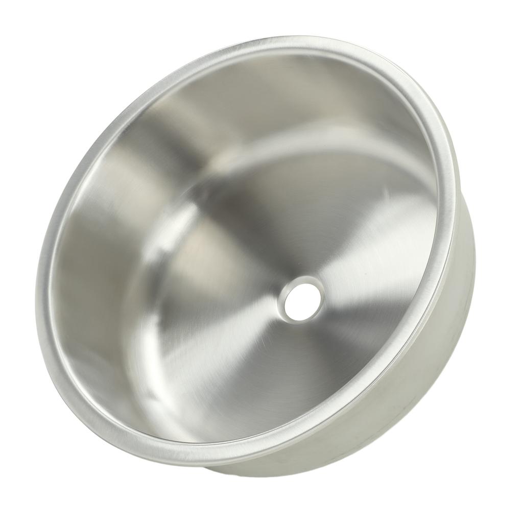 RV Round Sink Wash Basin 304 Stainless Steel 400x400x160mm Rust Resistant Large Capacity for Yacht Motorhome