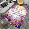 Thank You God Purple Floral Carpet Non-slip Rug Suitable for Living Room and Bedroom Sofas