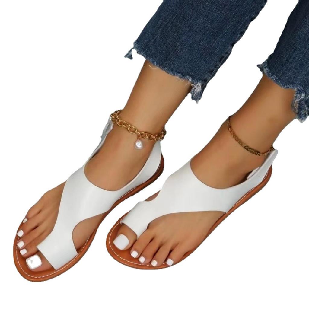 Женские однотонные модные сандалии, легкие туфли на плоской подошве с мягкой подошвой и повседневная пляжная обувь сзади