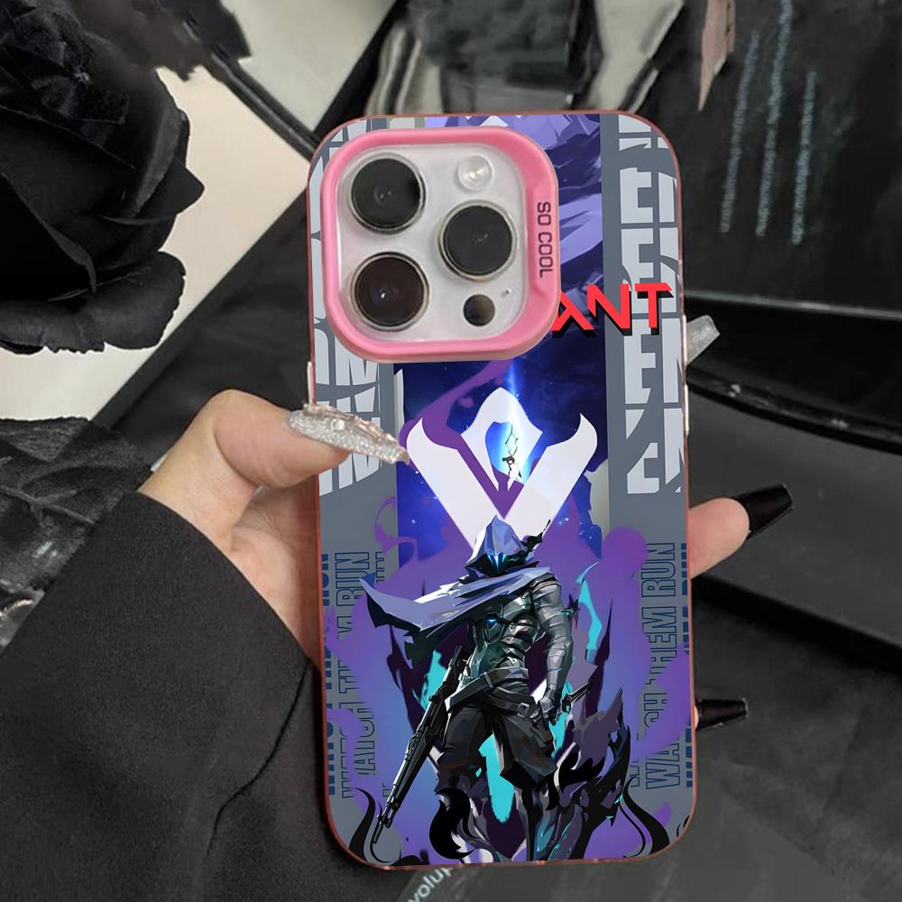 Valo Omen Phone Case for iPhone 17 16 15 14 13 12 11 X XR XS Air Pro Max Plus Pink Colorful Silver Cover