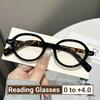 Retro Small Frame Presbyopia Glasses Oval Frame Green Tortoiseshell Reading Glasses Blue Light Blocking Eye Protection Eyewear