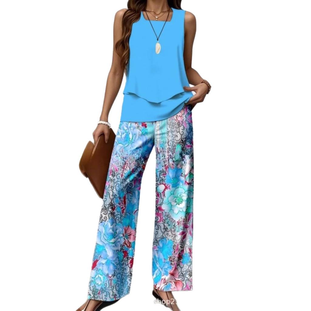 Bohemian women's double-layer vest set is in stock, suitable for daily wear.