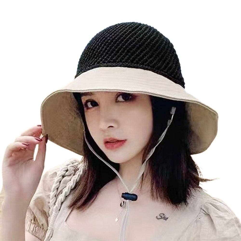 Wide Brim Bucket Hat Foldable Sunshade Hat Women Beach Cap