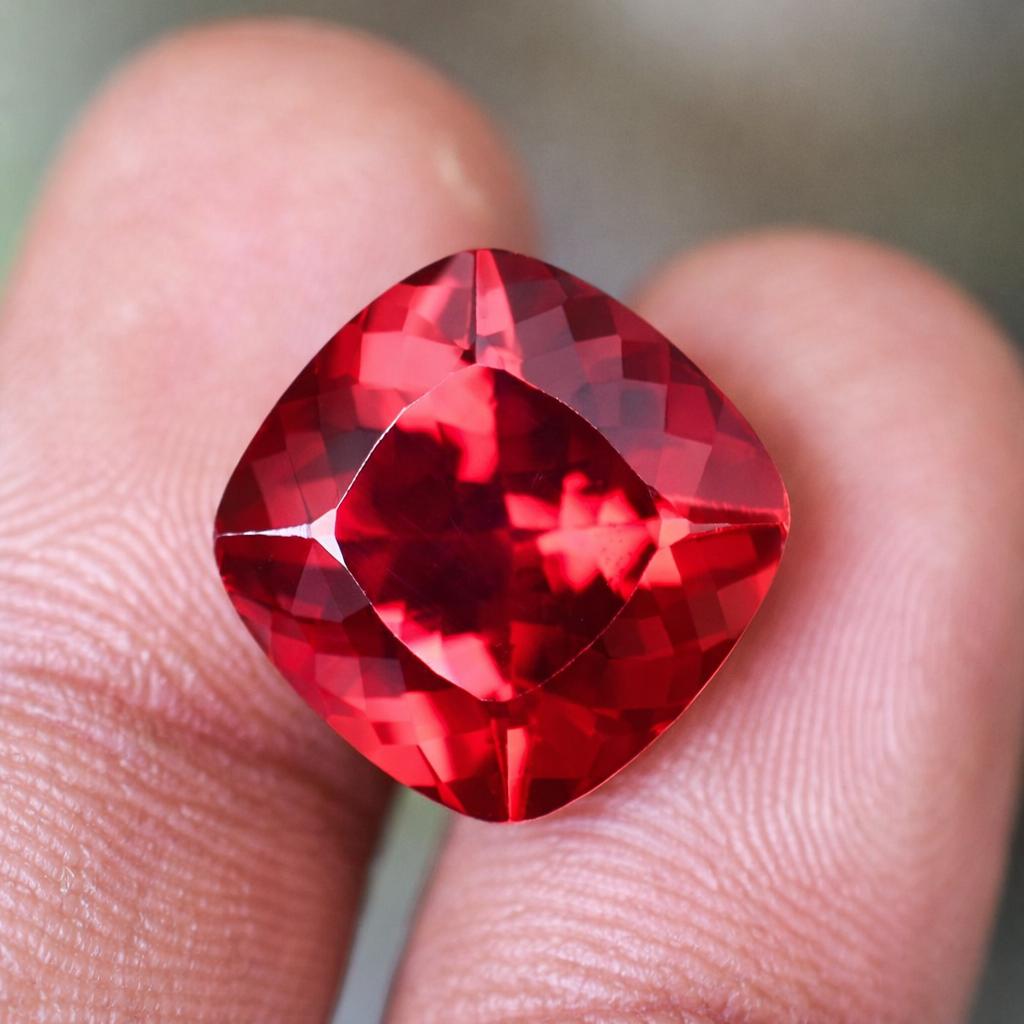 Natural Red Ruby Loose Gemstone Thai Square Cushion Cut 12x12mm for Jewelry Making and Crafts