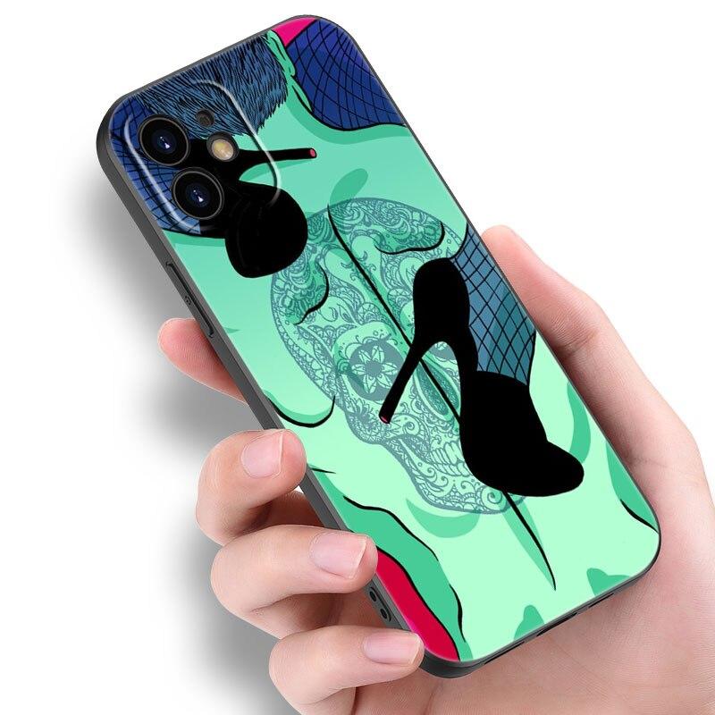 Sexy Lady Red Lips Girls Bikini Case For Apple iPhone 14 13 12 Mini 11 Pro Max 7 8 XR X XS 7 8 Plus SE 2020 2022 Black Cover