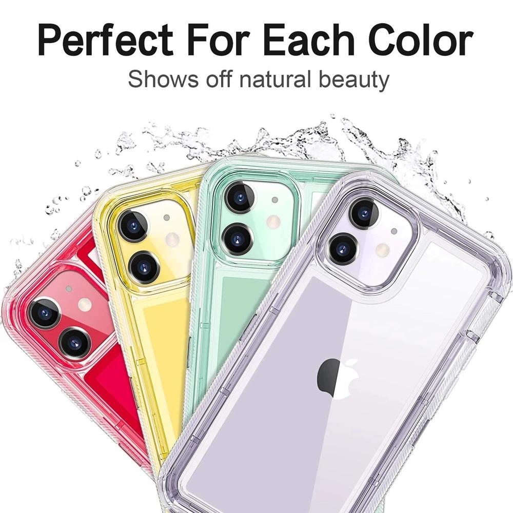 3в1 прочный жесткий чехол Otter Box для iPhone16 Pro Max 15 14 13 11 X XR XSMAX SE 6 7 8Plus прозрачный противоударный защитный чехол с подушкой безопасности