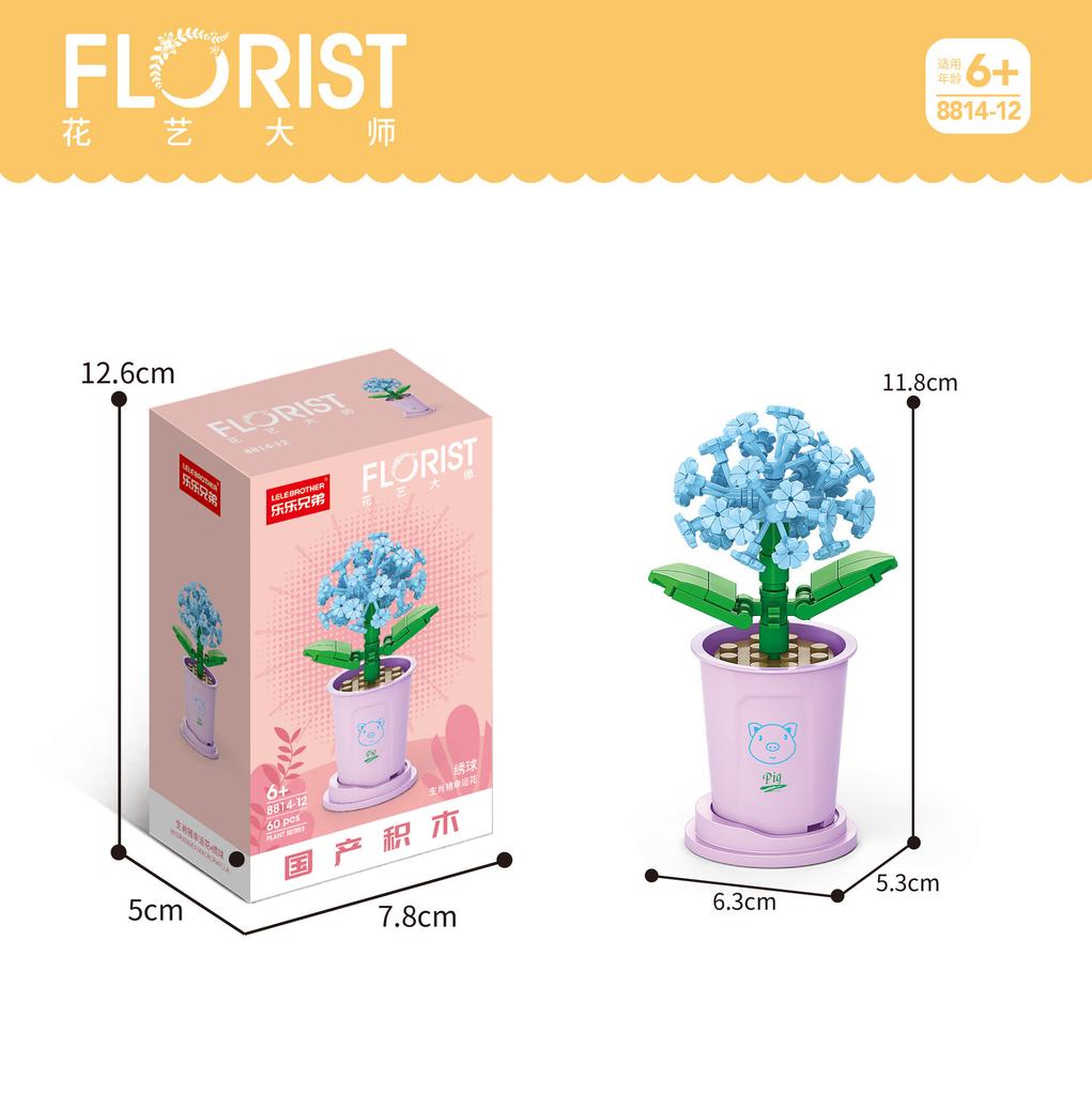 Tiny Particles Building Block Bouquet Potted Succulents Compatible Tabletop Ornament Model Educational Assembly Toy