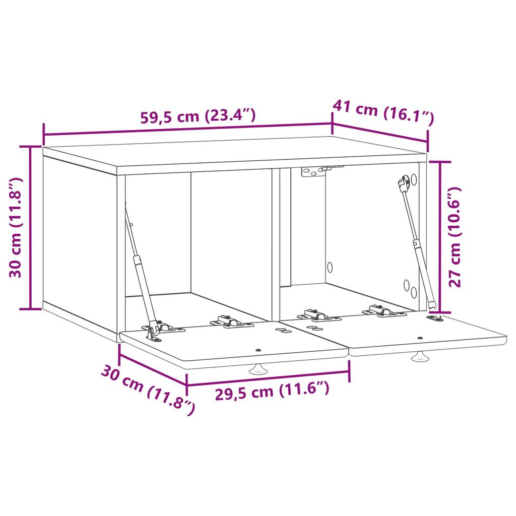 Wall Mounted TV Cabinet 59.5 x 41 x 30 cm White Engineered Wood