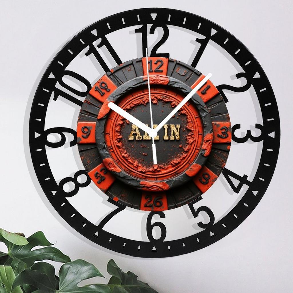 25cm Circular Iron Wall Clock with a Calendar Date Icon