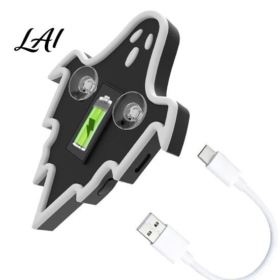 Ghost Shape Window Decorations Solar Car LED Light USB Wireless Animated Warning Lights for Windshield And Auto Display Rear Window 6 Modes Suction