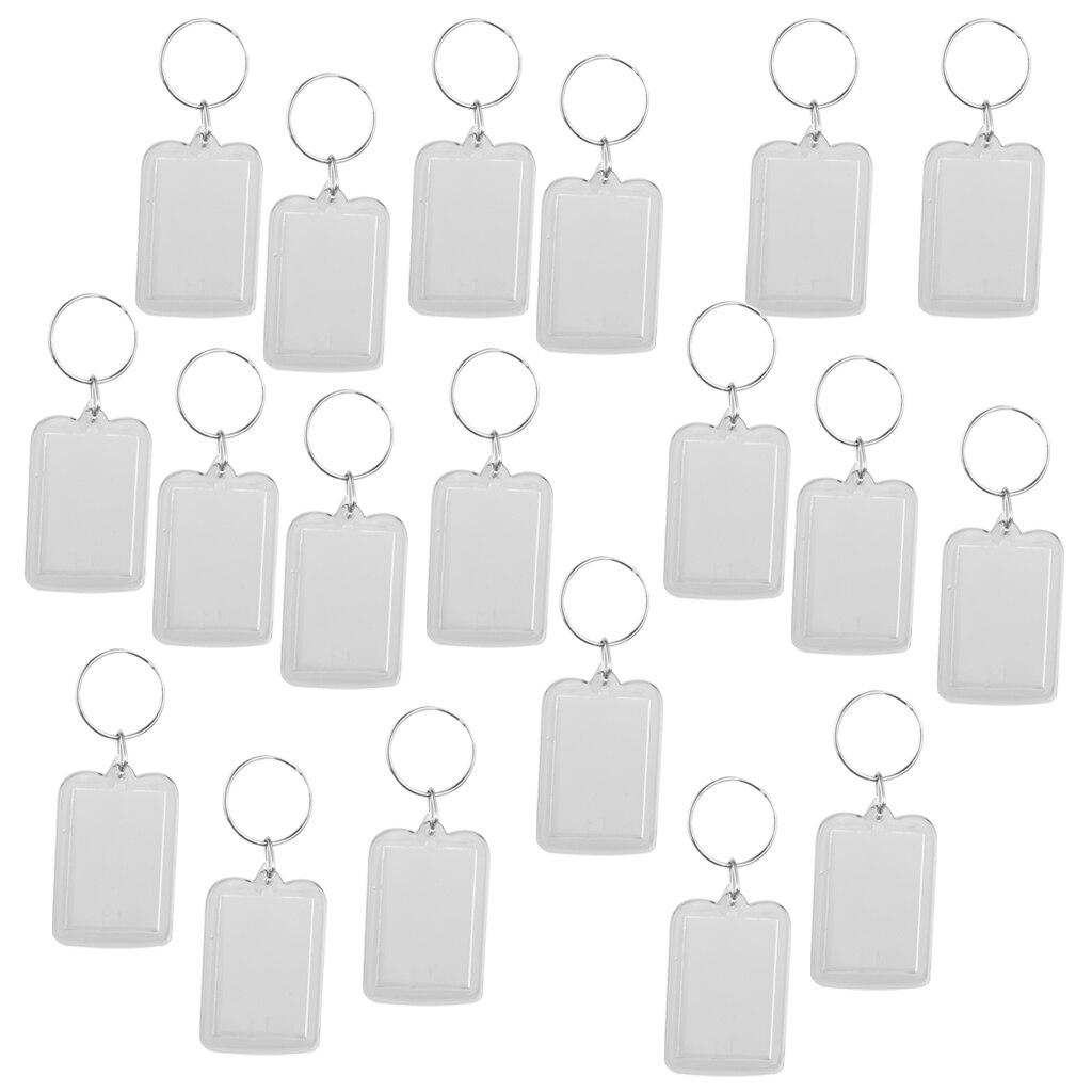 10 шт., акриловые пустые прозрачные брелоки, прямоугольный держатель для фотографий, брелок 38x25 мм