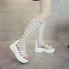 Fashion Roman Sandals Women's Summer 2024 New High Cylinder Thick Hollow Platform Platform Platform Platfor Shoes Women Cold Boots