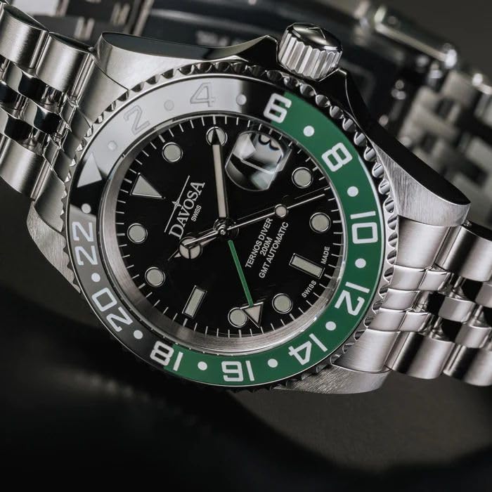 Davosa Ternos Ceramic GMT Automatic 20 АТМ Водонепроницаемые Швейцарские Серебристые Мужские Часы, Устойчивые, Сделано, 161.590.07,