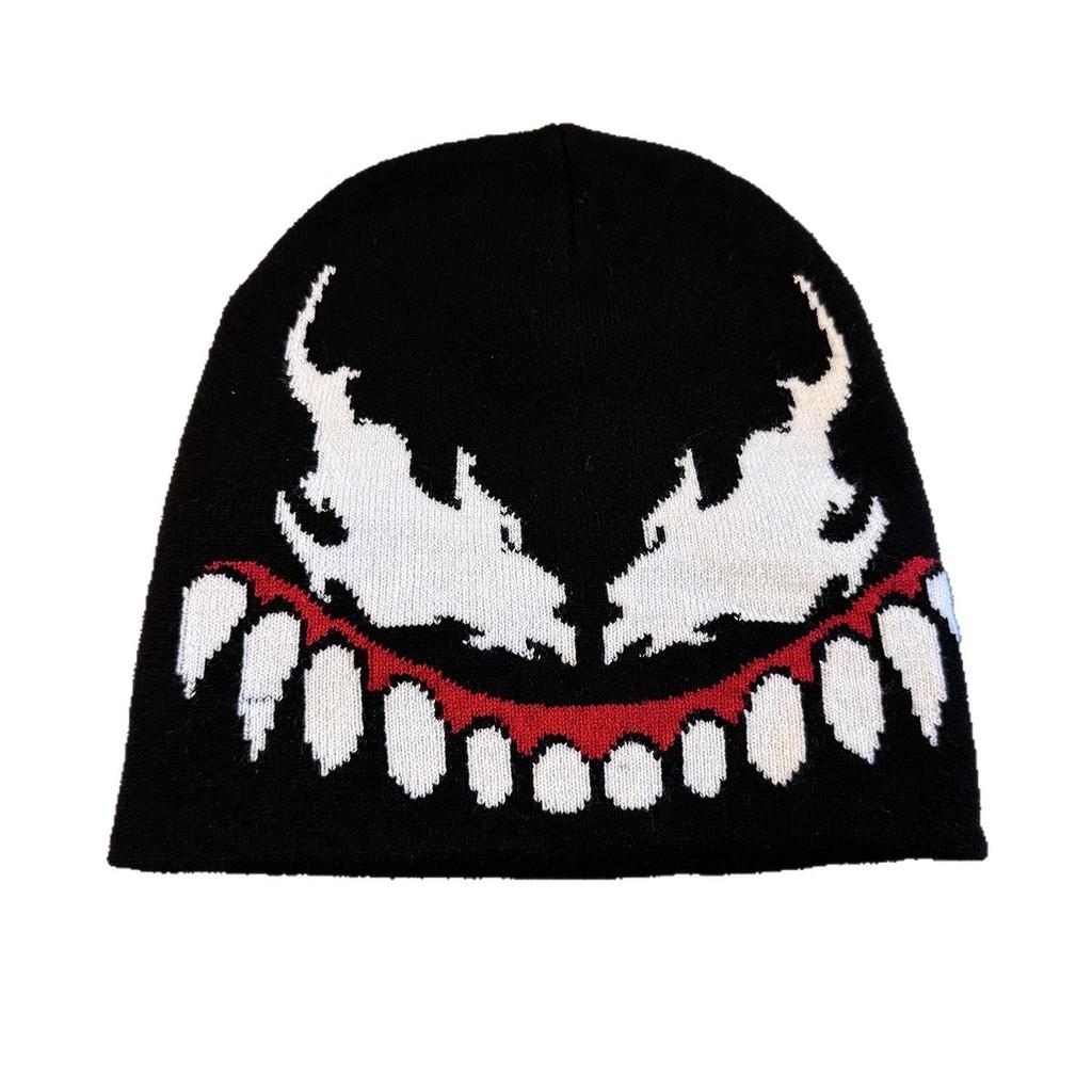 Venom Style Knit Hat Unisex Acrylic Fabric For Streetwear And Cold Weather