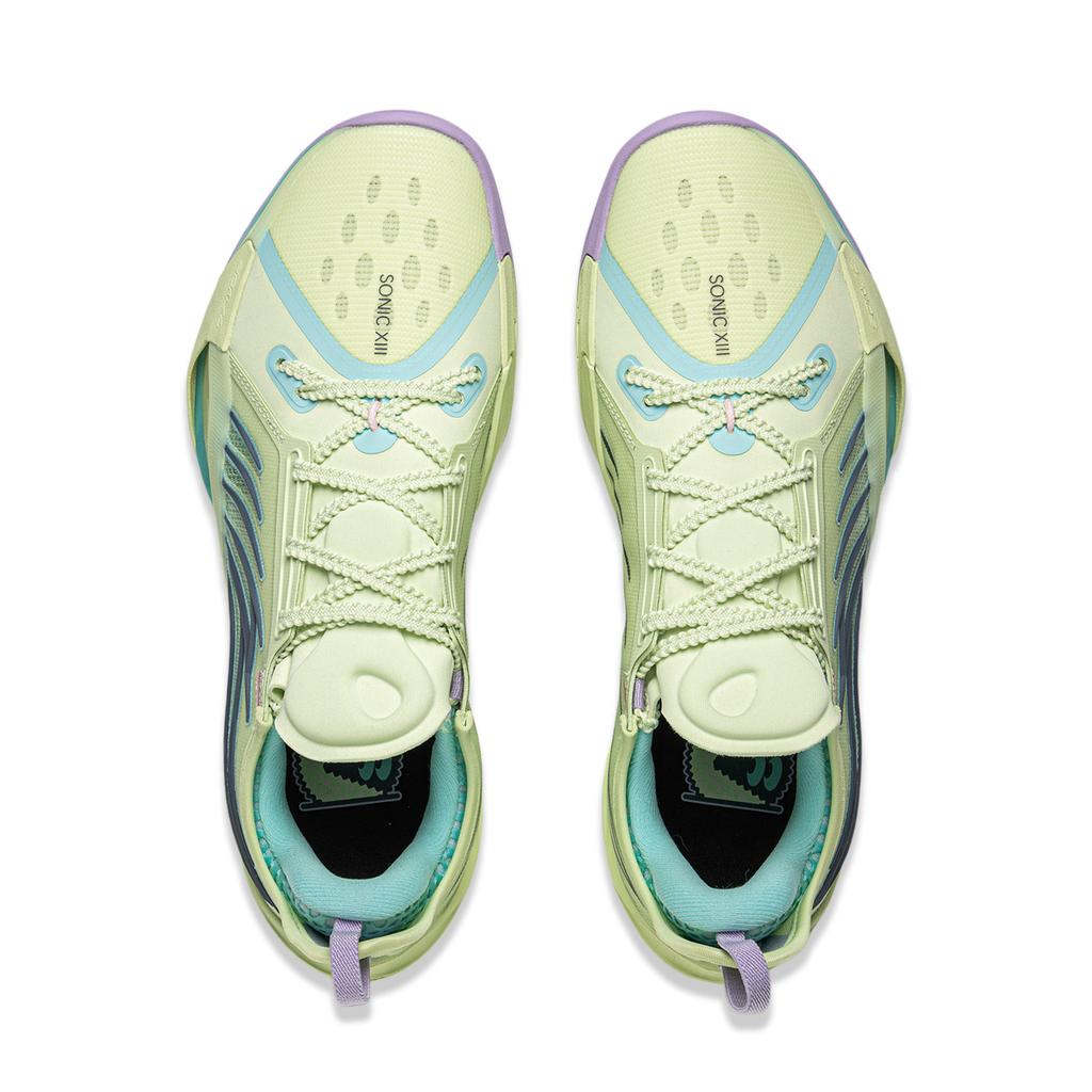 New LiNing Sonic 13 Cushioning Abrasion Resistant Support Low Top Basketball Shoes Men's Green ABAV025-3