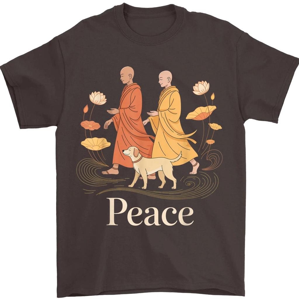 Peace Walking Monks Zen Calm Minimalist Art Spiritual Calm Life T shirt