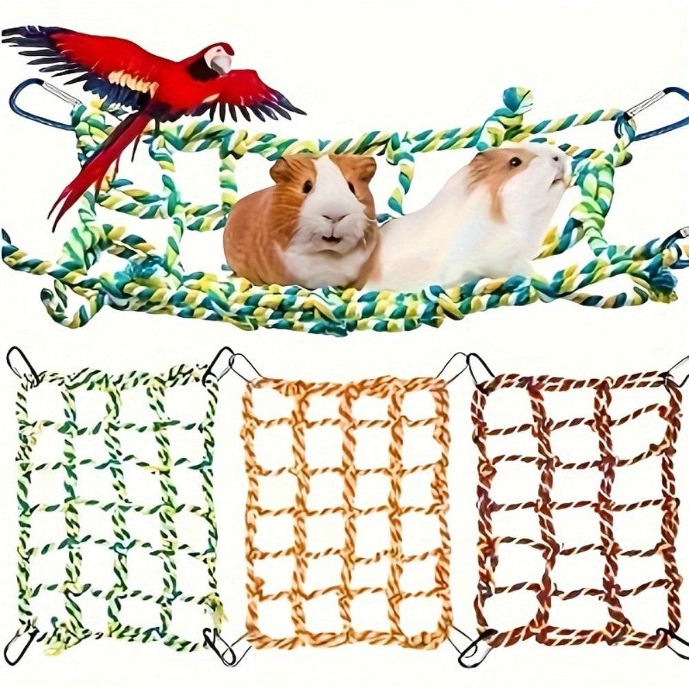 1 pc Trending Pet Hammock Net Sturdy Braided Bed for Small Pets Parrots Guinea Pigs Fun Hanging Play Sleep Gear