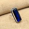 Glamorous Blue Sapphire Lab-Created Gemstone Handmade 925 Solid Sterling Silver Jewelry Ring