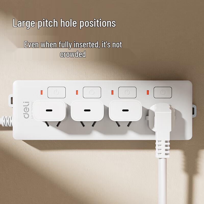 Deli Power Strip with 4 Independent Switches