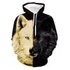 Весенне-осенний сезон, новый уличный тренд, 3D цифровой принт головы волка, мужской повседневный свитер с капюшоном и длинными рукавами