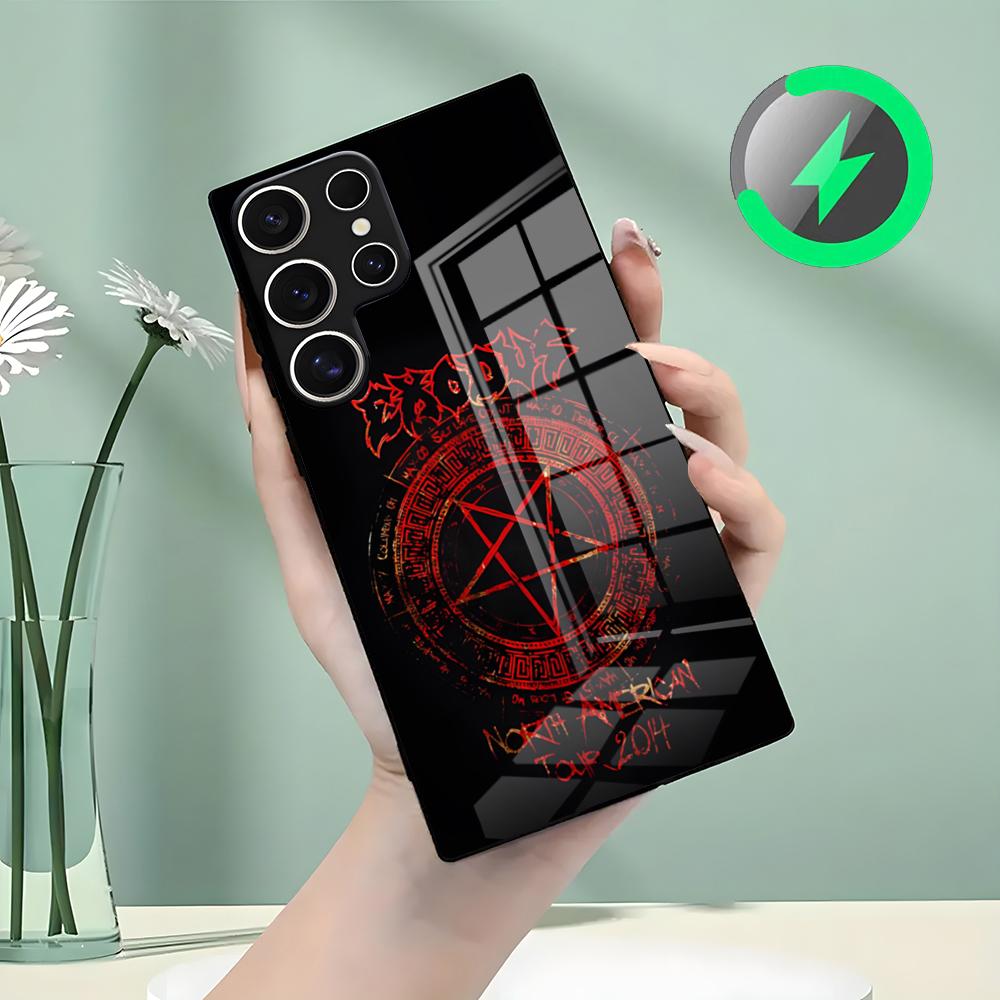 Чехол для телефона Rock Band-E-Exoduss для Samsung S26 S25 S24 S23 S22 S21 S20 Edge Ultra Plus FE Для Magsafe Стеклянный чехол