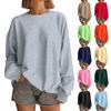 Ayollar Toplari Ayollar Uzun Qo'lli Sviteri Kundalik Keng Kesimli Crewneck Pulover Fleece Toplar