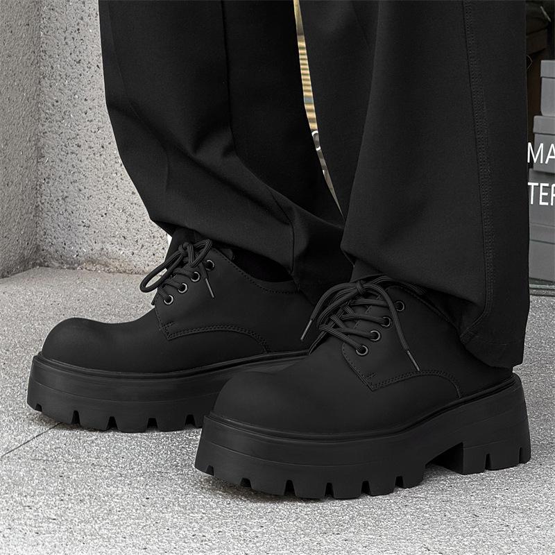 Весенние и летние новые легкие кожаные туфли мужские с толстой подошвой, мягкие и удобные, черные туфли дерби с большой головкой мужские G003-J