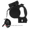 3 In 1 Black Plastic Portable Pet Automatic Retractable Traction Leash Rope with LED Light Garbage Bag for Dogs Cats