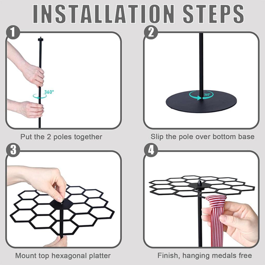 Rotatable Medal Hanger Desktop Medal Display Rack Multifunctional Metal Medal Hanger Desktop Medal Storage Rack