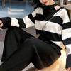2pcs/set Women Winter Tracksuit 2 Piece Pant Suits Knitted Striped Sweater Top and Pants 2 Piece Set Outwear Outfits