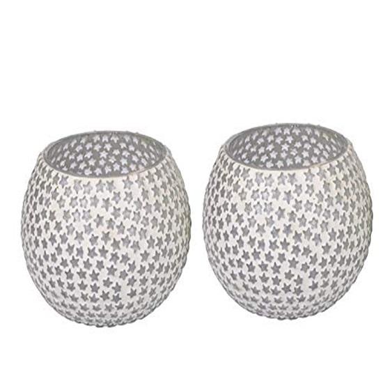 Набор из 2 стеклянных подсвечников с турецкой мозаикой, подсвечники, рождественские украшения, предметы для домашнего декора стола, рождественский подарок