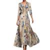 Summer Polyester 3d Effect Print Vneck Midi Dress For Office Chic Women