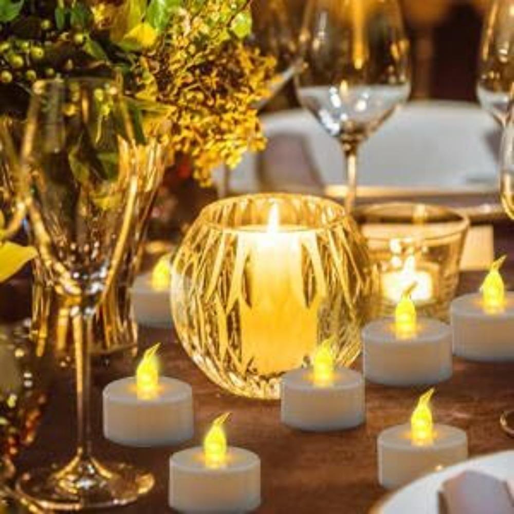 12PCS Flameless LED Yellow Light Tea Light Candles 200 Hours Realistic Battery Powered Electronic Candles Weddings, Festivals, Anniversaries