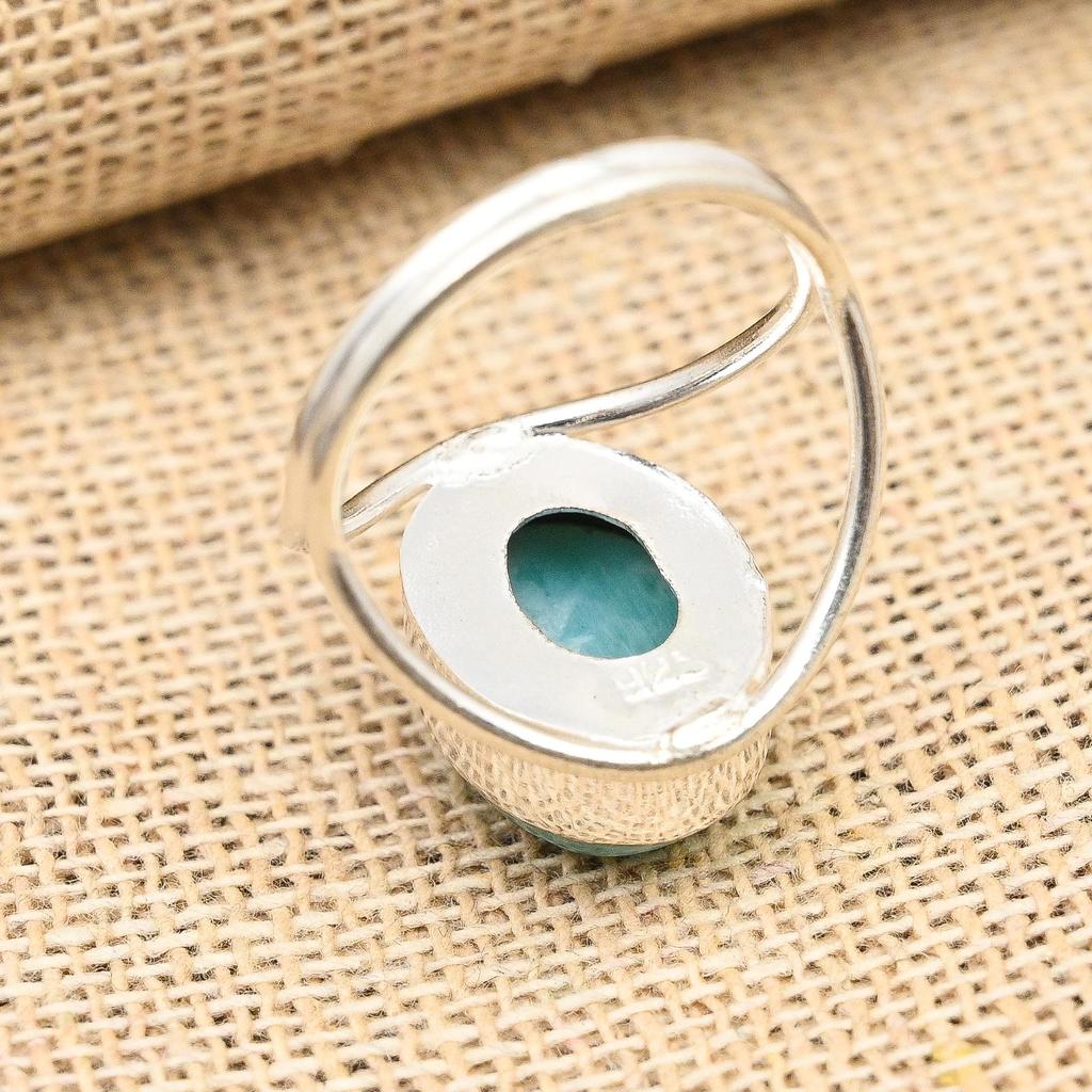 Замечательное ювелирное кольцо ручной работы из стерлингового серебра 925 пробы с драгоценным камнем Ларимар