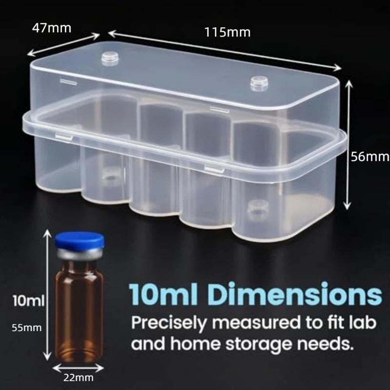 Clear 3Ml/10Ml 10-Slot Vial Storage Case Plastic Stackable Microtube Box Freezer Tube Container For Lab Diabetic Supplies