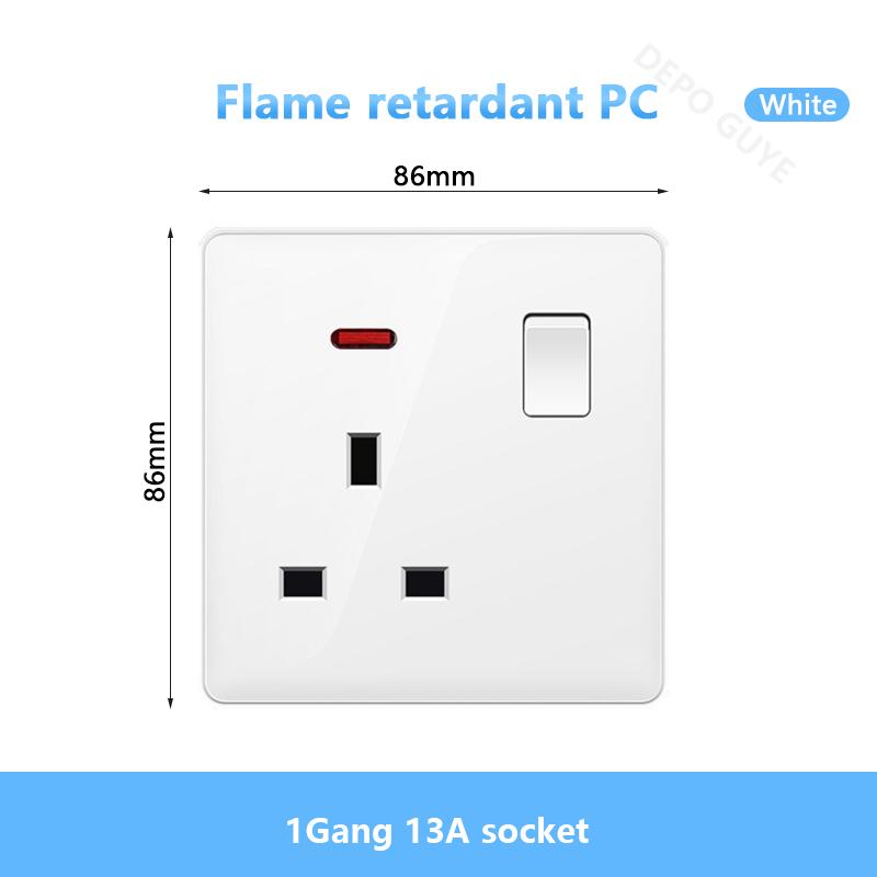 Белая настенная розетка USB стандарта Великобритании 13A, универсальная вилка Type-C для быстрой зарядки мощностью 18 Вт, настенный выключатель света, электрическая розетка