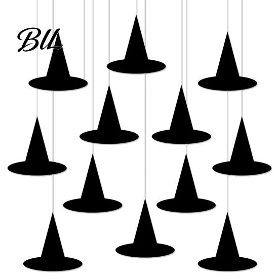 Reusable Paper Witch Hats 12Pcs Halloween Hat Hanging Ornaments, Banner Decorations, Creative Decorations Spooky Party Ceiling Drop Decor for