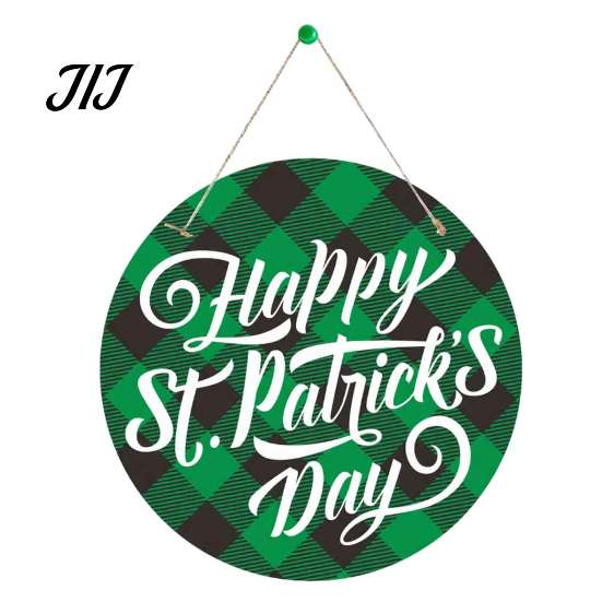 Decorative Clover Wooden Board St. Patrick's Day Door Sign, Luck Green Hat Themed Hanging Shamrock Ornament Plaque, Ornaments for Holiday Front Porch