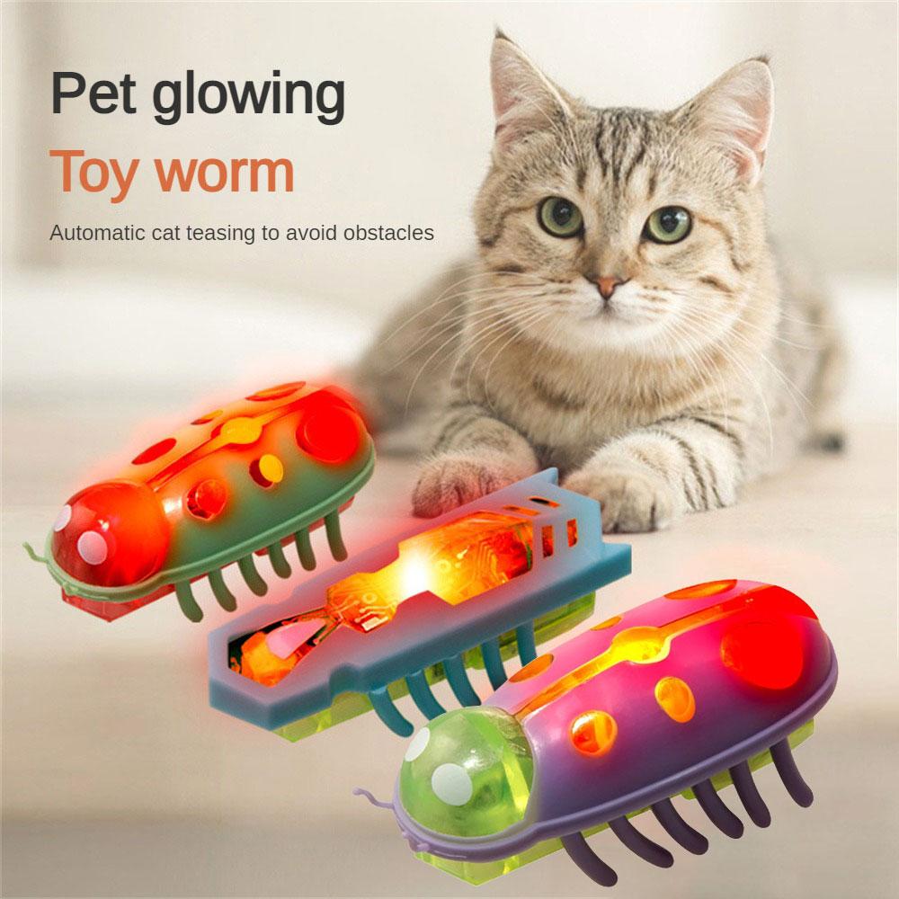 Игрушки для домашних животных, интерактивная мини-электрическая светящаяся игрушка-жук, игрушка для кошек, побег из препятствий, автоматическая флип-игрушка, вибрационный жук на батарейках