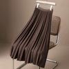 Women Maxi Skirt Elastic High Waist A-Line Long Skirt Solid Color Large Hem Pleated Skirt Work Leisure Skirt Workwear