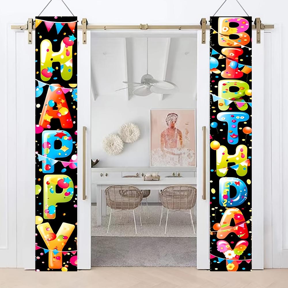 Happy Birthday Door Banner Balloons Confetti Cheerful Polyester 30x180cm Indoor Outdoor Decor