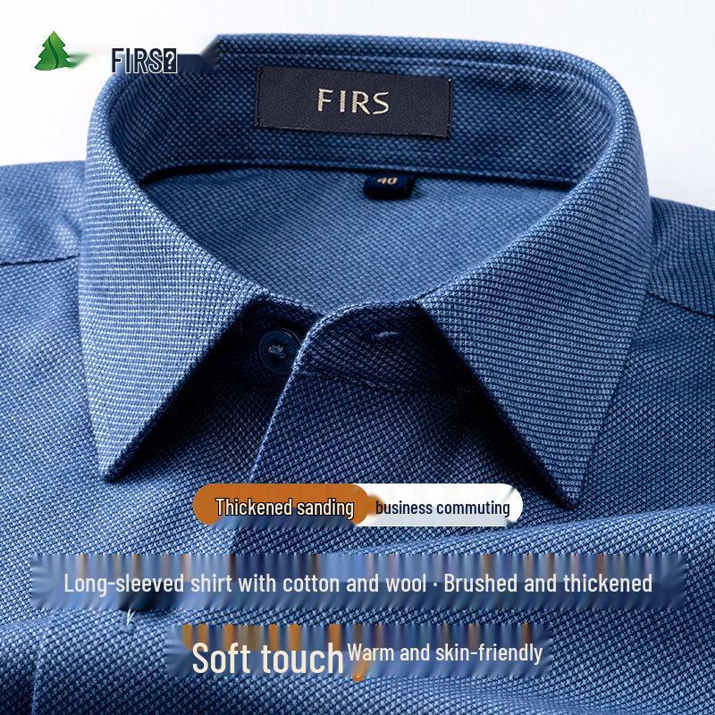 Мужская рубашка с длинным рукавом из смесовой шерсти в стиле business casual