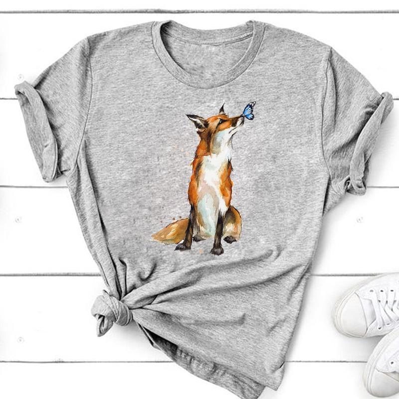 Graphic Tee Short Sleeve Summer Top Wild Animal Sweet Trend Cute 90s Print Ladies Female T Clothing Casual Women's Fashion T-shirt