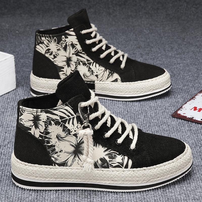 2025 новые соломенные высокие туфли для доски, вельветовые повседневные туфли, мужская обувь, корейская версия студенческих туфель на все времена