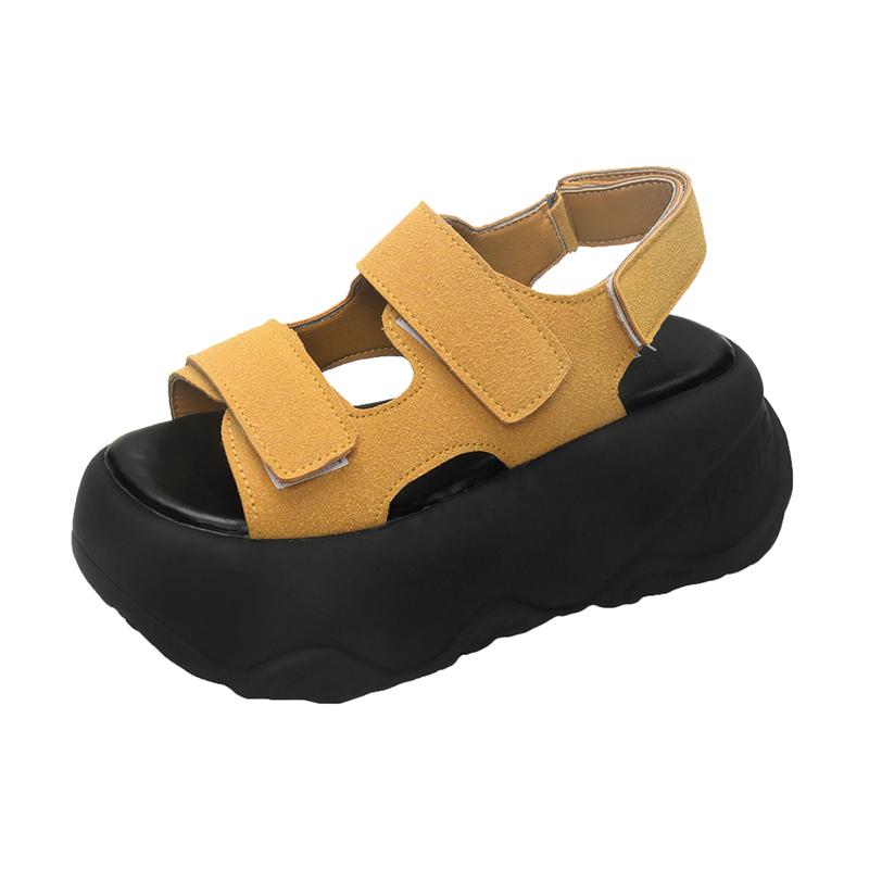 Модные женские сандалии на липучках, роскошные женские сандалии на высокой платформе, повседневные пляжные шлепанцы, летние каблуки 8 см, толстая подошва, сандалии